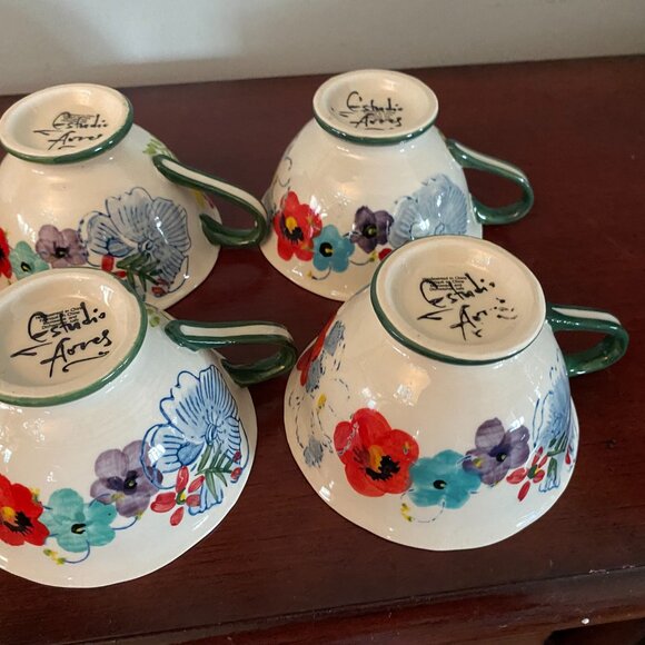 4 Anthropologie Estudio Flores Sissinghurst Castle Footed Coffee Tea Mug Cup Set - Picture 3 of 3